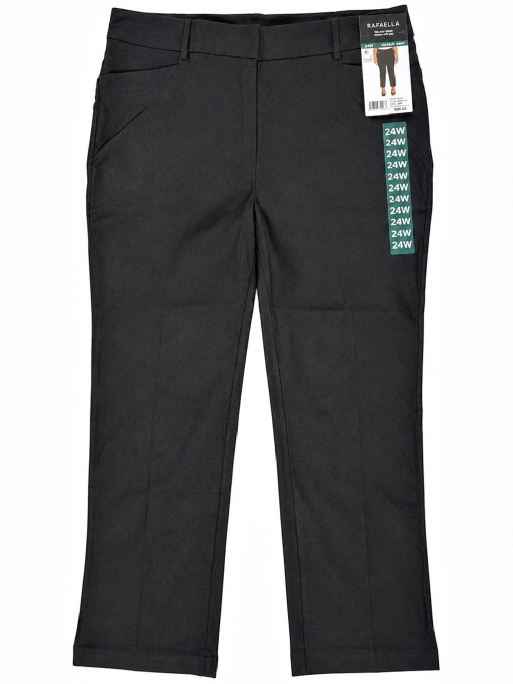 Rafaella Stretch Pant Straight Leg Pants Black Size 24W NWT